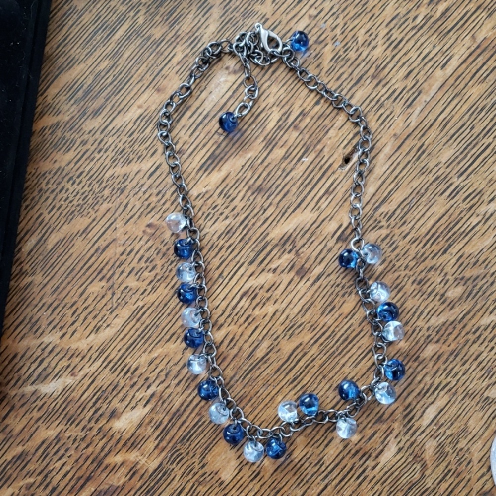 Blue & Clear beaded necklace